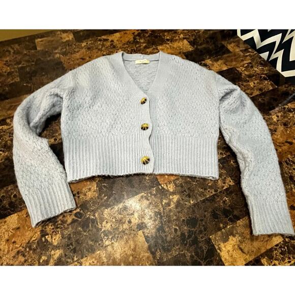 Women's Light Blue Cardigan Sweater - Picture 2 of 11